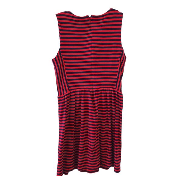 J.Crew Factory Stripe Dress Size Small Red Black Sleeveless Dress with Stretch - Picture 3 of 5